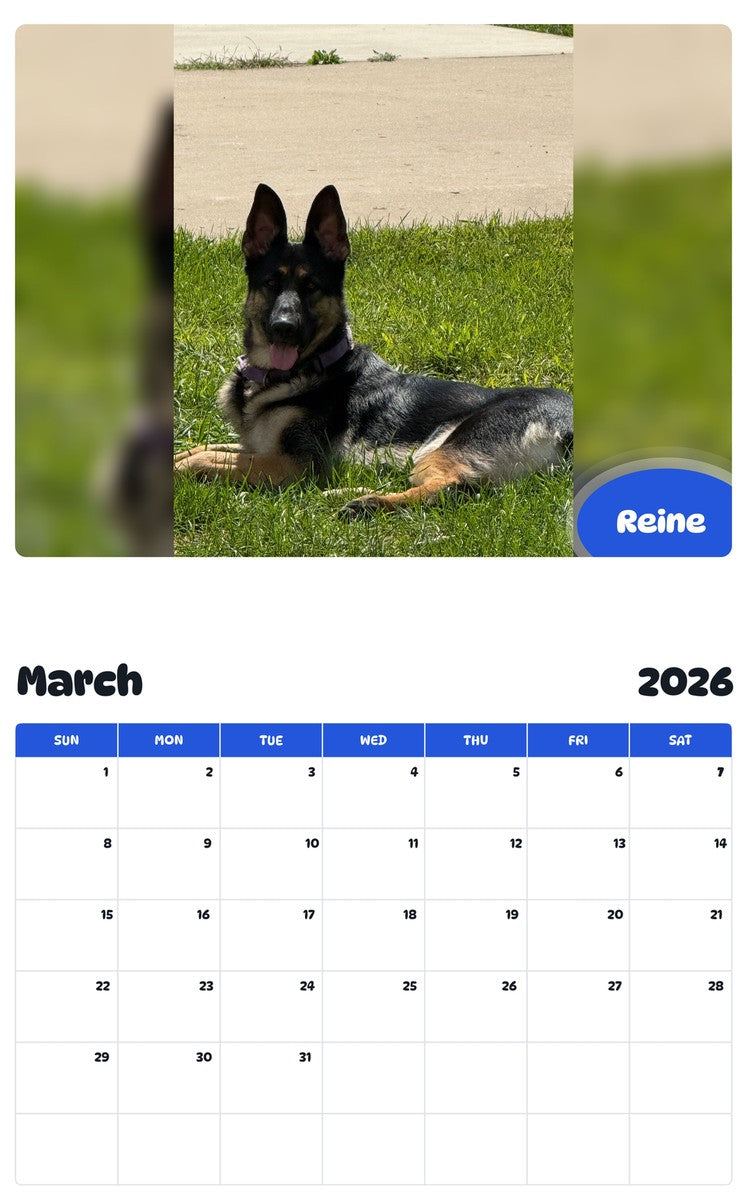 November 2025 - October 2026 Reine - Pawidols Pet Calendar