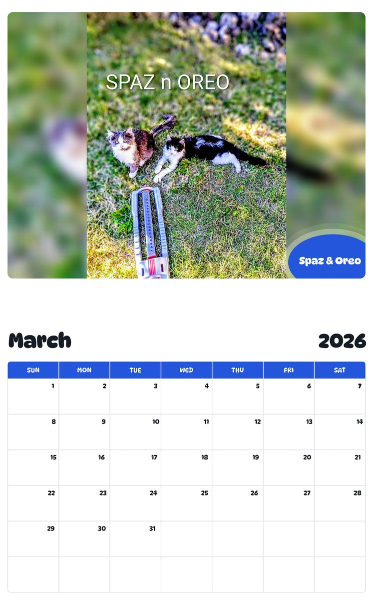 November 2025 - October 2026 Spaz & Oreo - Pawidols Pet Calendar