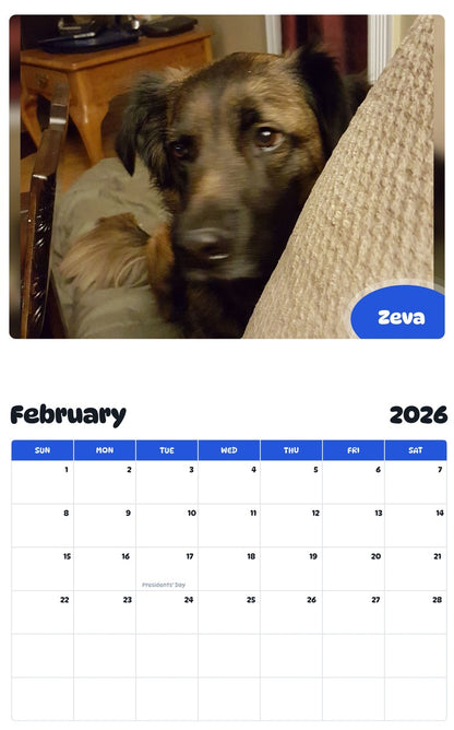 October 2025 - September 2026 Zeva - Pawidols Pet Calendar