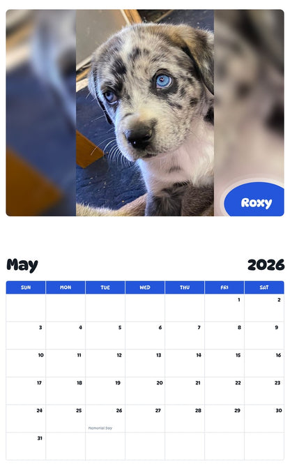2026 - 2027 Roxy - Pawidols Pet Calendar