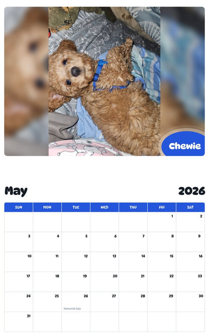 2026 - 2027 Chewie - Pawidols Pet Calendar