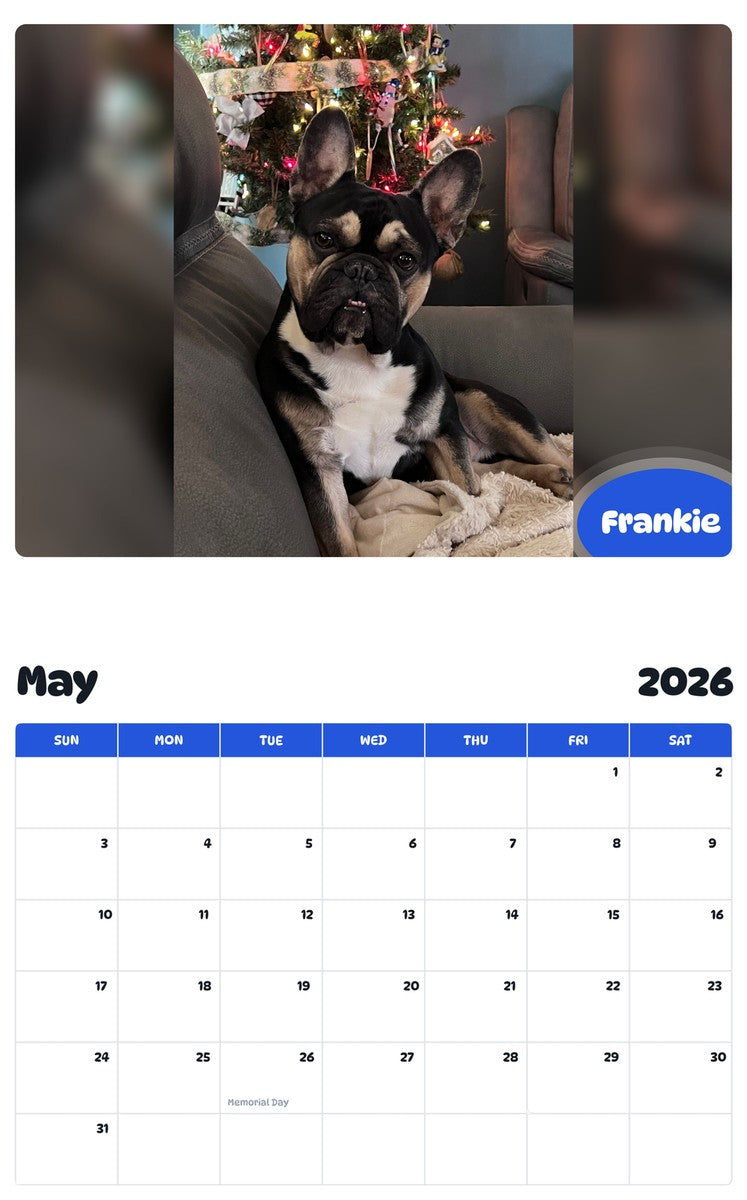 2026 - 2027 Frankie - Pawidols Pet Calendar