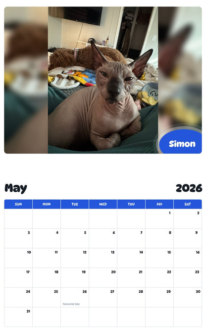 2026 - 2027 Simon - Pawidols Pet Calendar