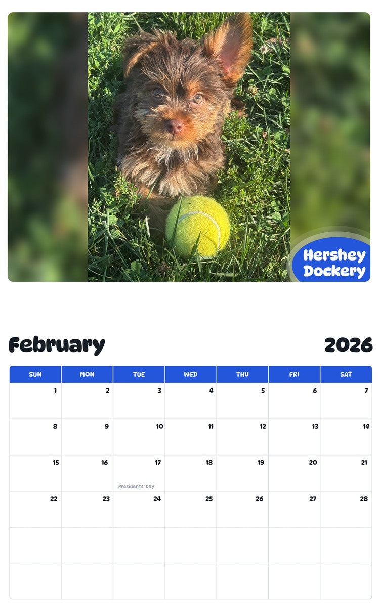 October 2025 - September 2026 Hershey Dockery - Pawidols Pet Calendar