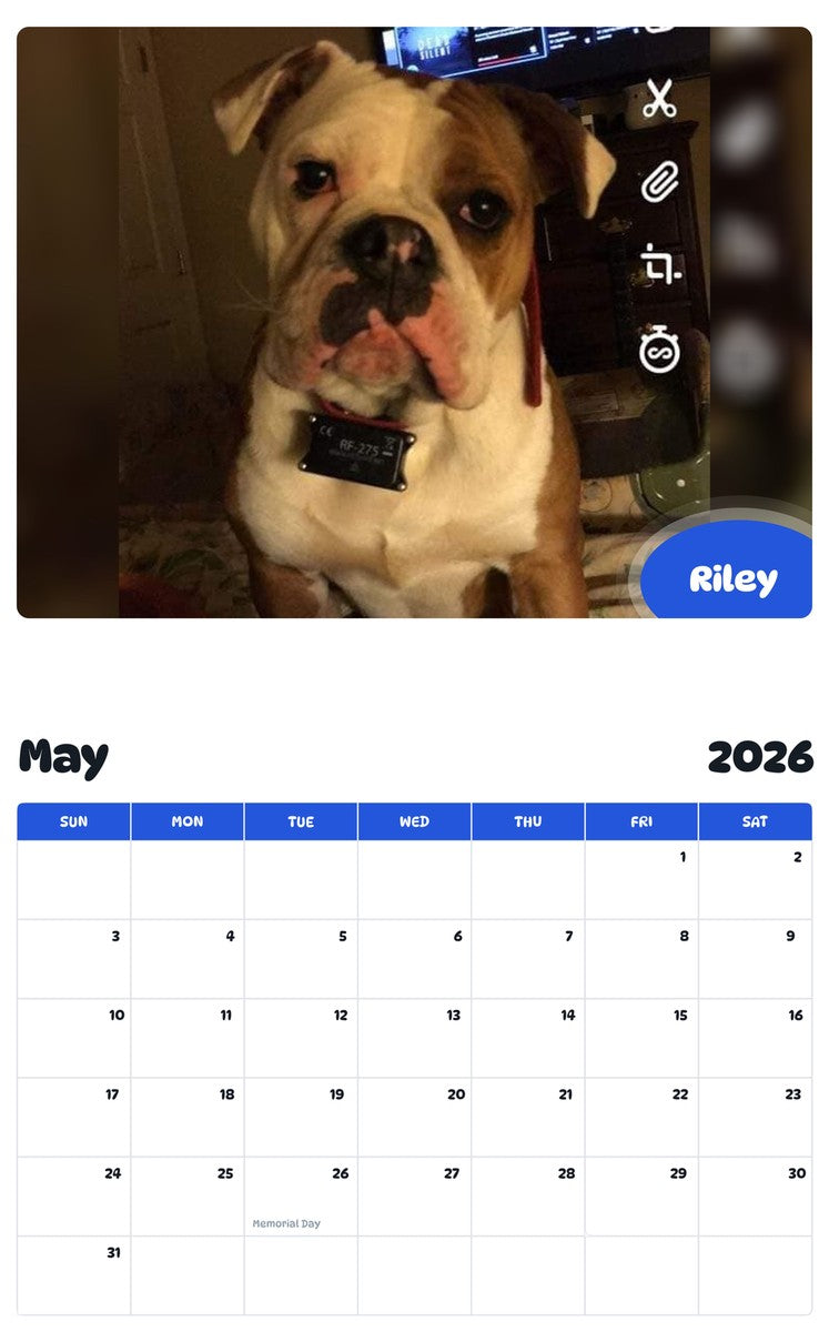 2026 - 2027 Riley - Pawidols Pet Calendar