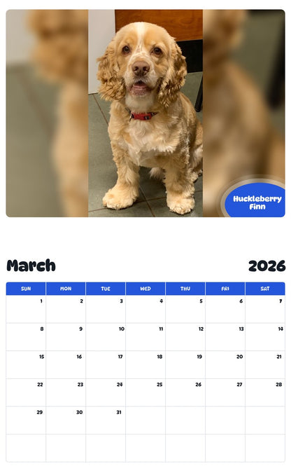 November 2025 - October 2026 Huckleberry Finn - Pawidols Pet Calendar