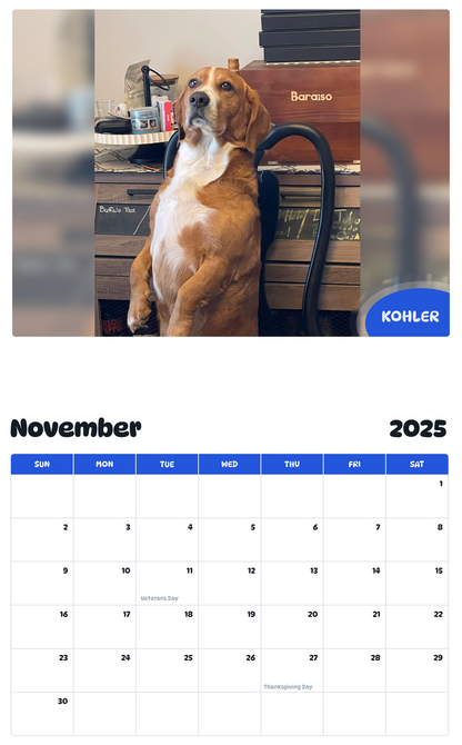 July 2025 - June 2026 Kohler - Pawidols Pet Calendar