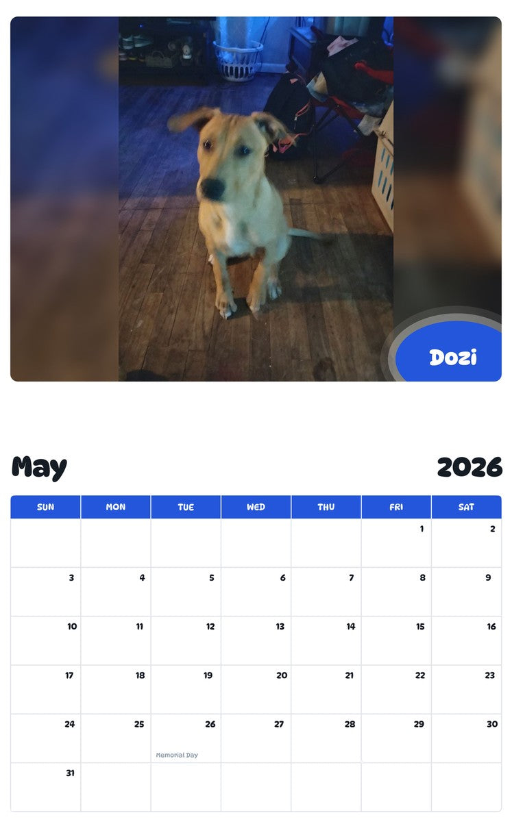 2026 - 2027 Dozi - Pawidols Pet Calendar