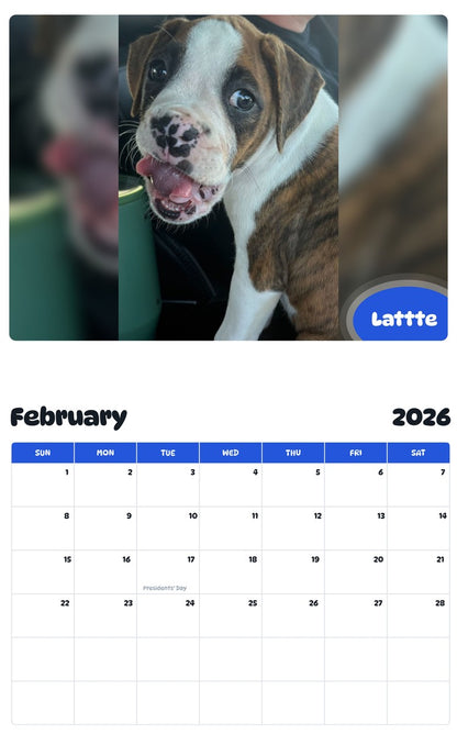 November 2025 - October 2026 Lattte - Pawidols Pet Calendar