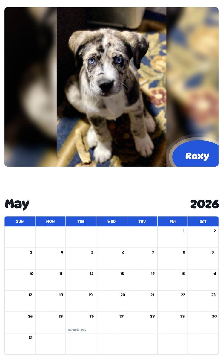 2026 - 2027 Roxy - Pawidols Pet Calendar