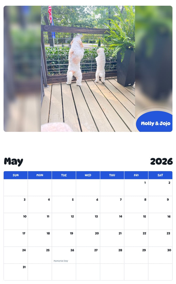 2026 - 2027 Molly & Jojo - Pawidols Pet Calendar