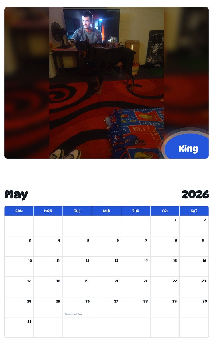 2026 - 2027 King - Pawidols Pet Calendar