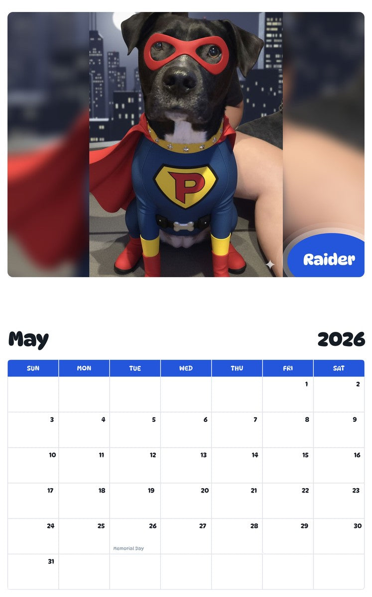 2026 - 2027 Raider - Pawidols Pet Calendar