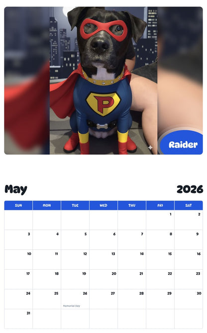 2026 - 2027 Raider - Pawidols Pet Calendar