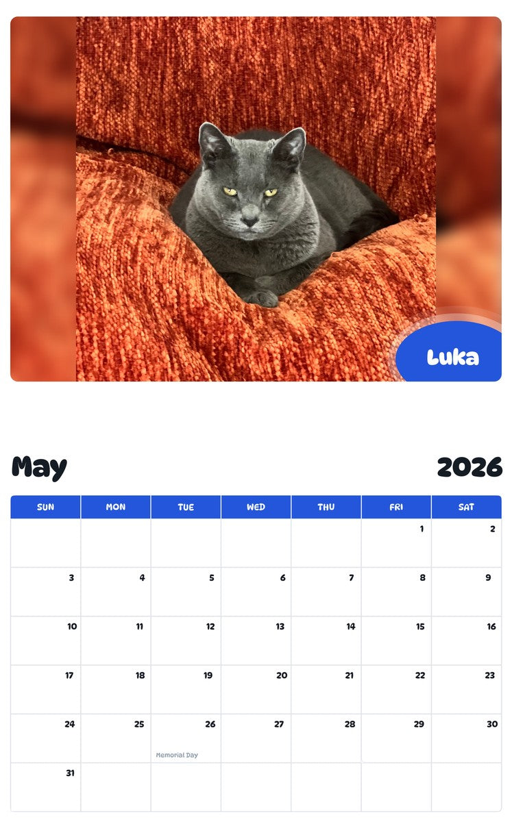 2026 - 2027 Luka - Pawidols Pet Calendar