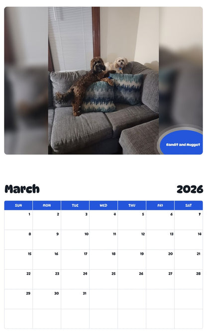 November 2025 - October 2026 Bandit and nugget - Pawidols Pet Calendar