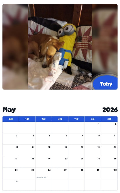 2026 - 2027 Toby - Pawidols Pet Calendar