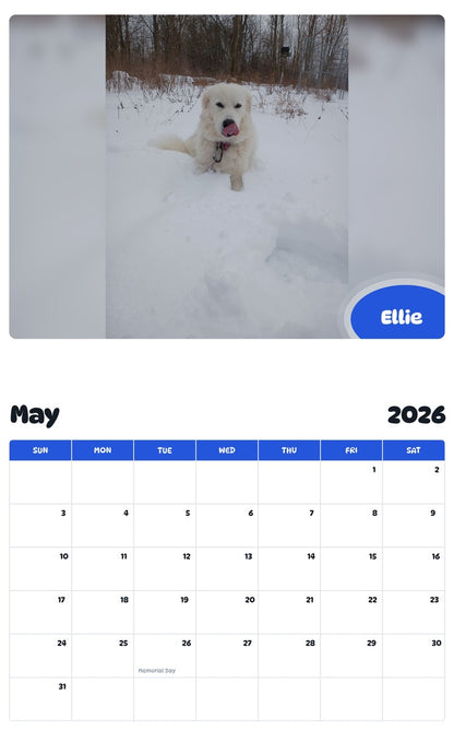 2026 - 2027 Ellie - Pawidols Pet Calendar