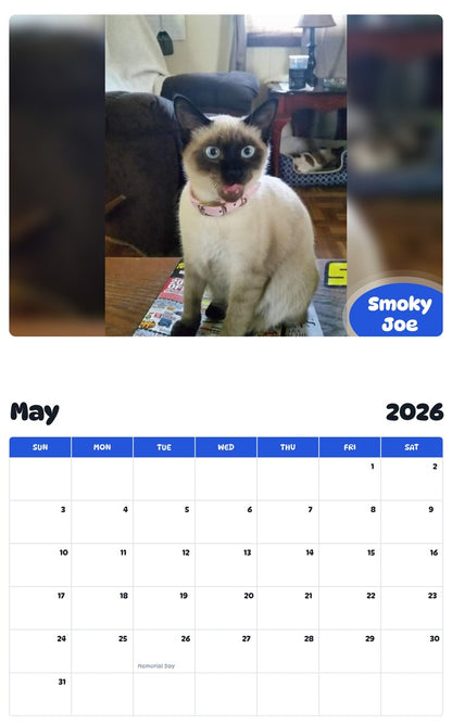 2026 - 2027 Smoky Joe - Pawidols Pet Calendar