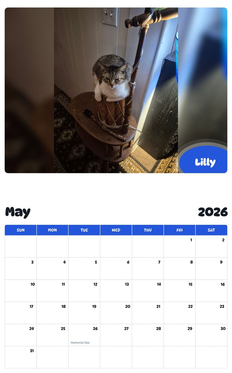 2026 - 2027 Lilly - Pawidols Pet Calendar