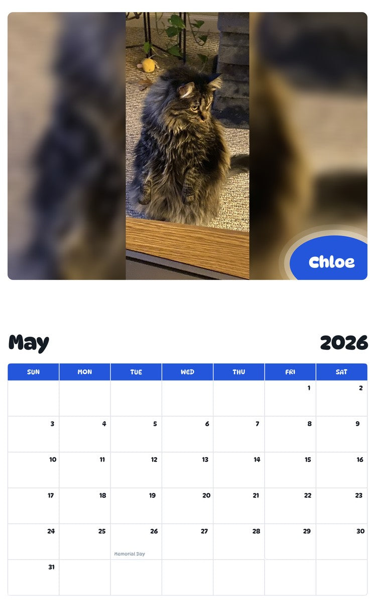 2026 - 2027 Chloe - Pawidols Pet Calendar