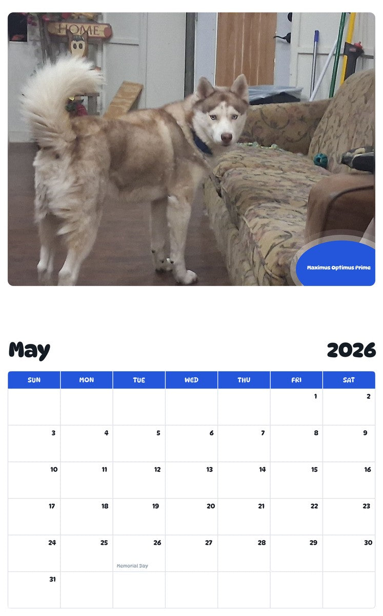 2026 - 2027 Maximus Optimus Prime - Pawidols Pet Calendar