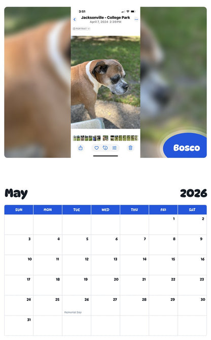 2026 - 2027 Bosco - Pawidols Pet Calendar