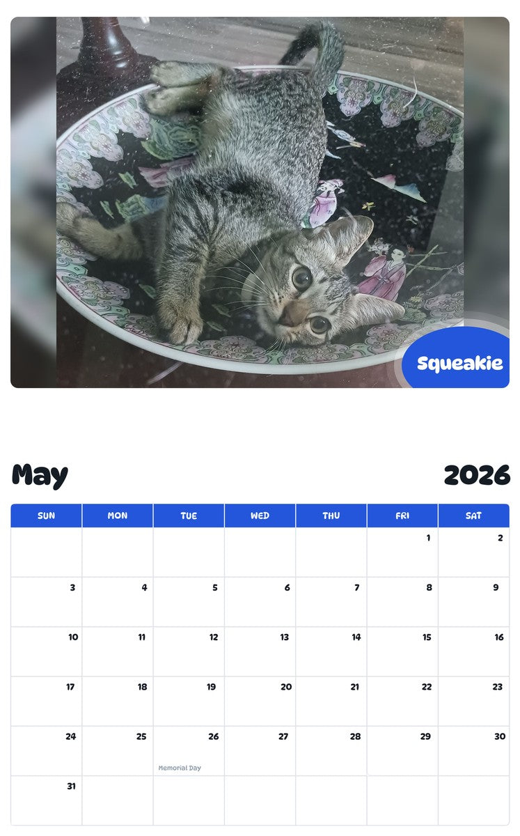 2026 - 2027 Squeakie - Pawidols Pet Calendar