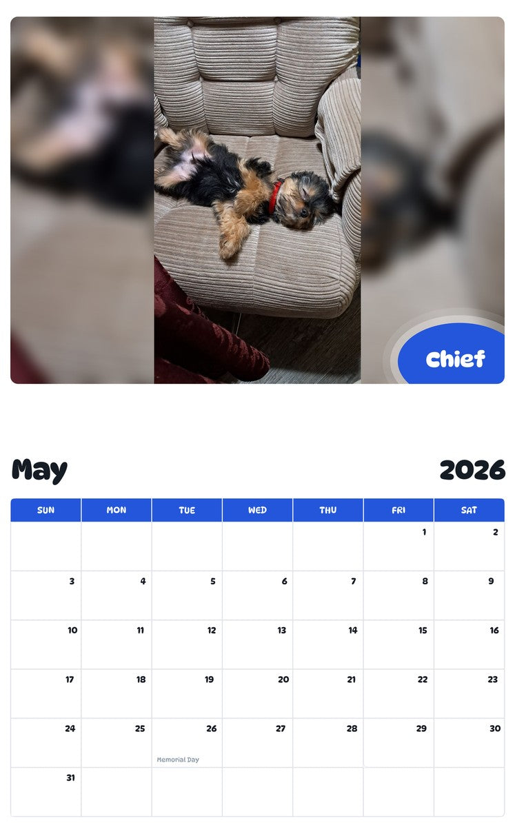 2026 - 2027 Chief - Pawidols Pet Calendar