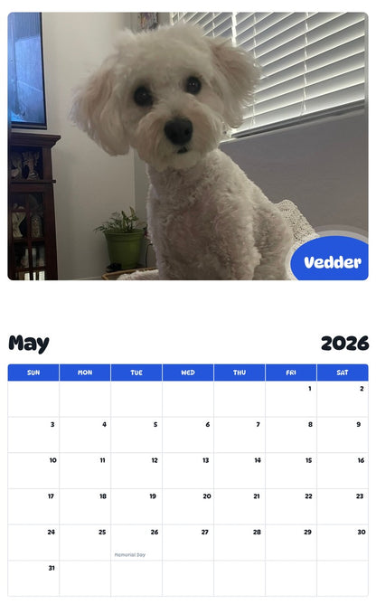2026 - 2027 Vedder - Pawidols Pet Calendar