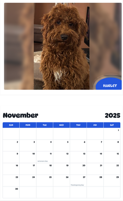 July 2025 - June 2026 Harley - Pawidols Pet Calendar