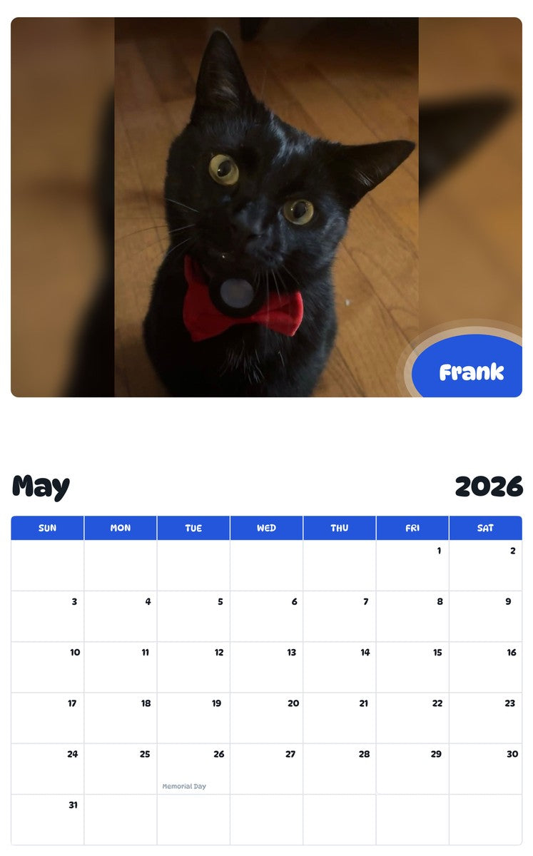 2026 - 2027 Frank - Pawidols Pet Calendar