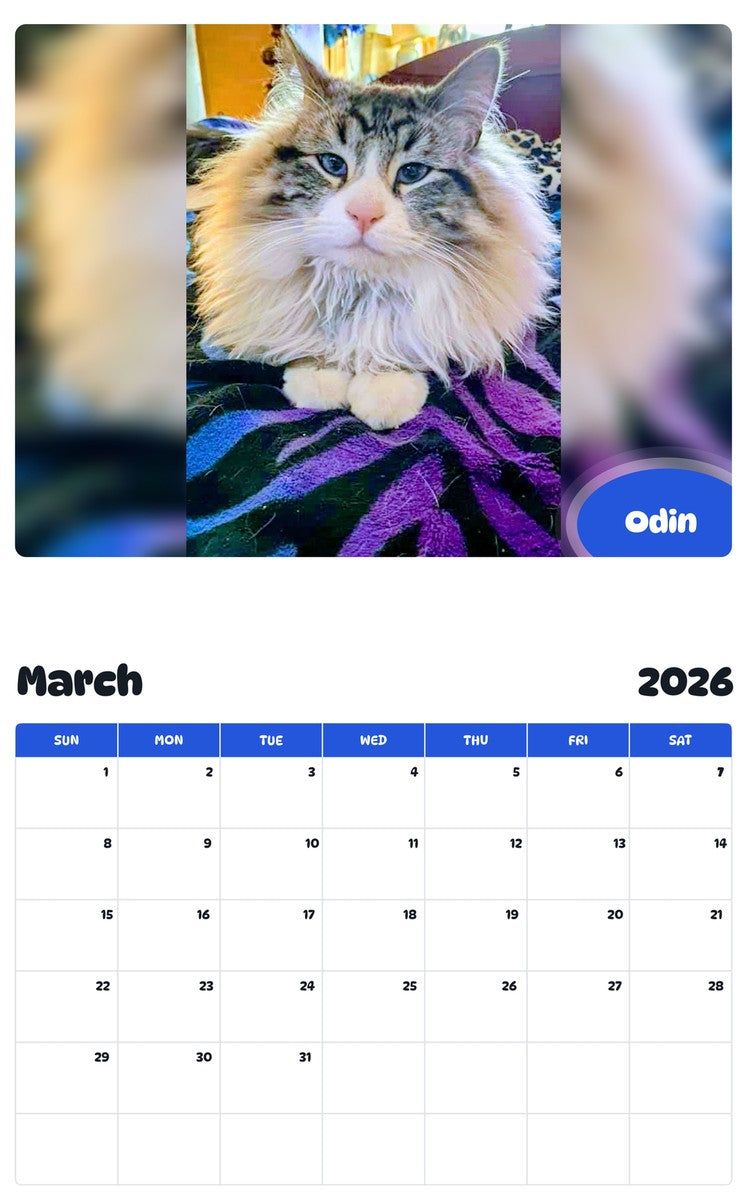 November 2025 - October 2026 Odin - Pawidols Pet Calendar
