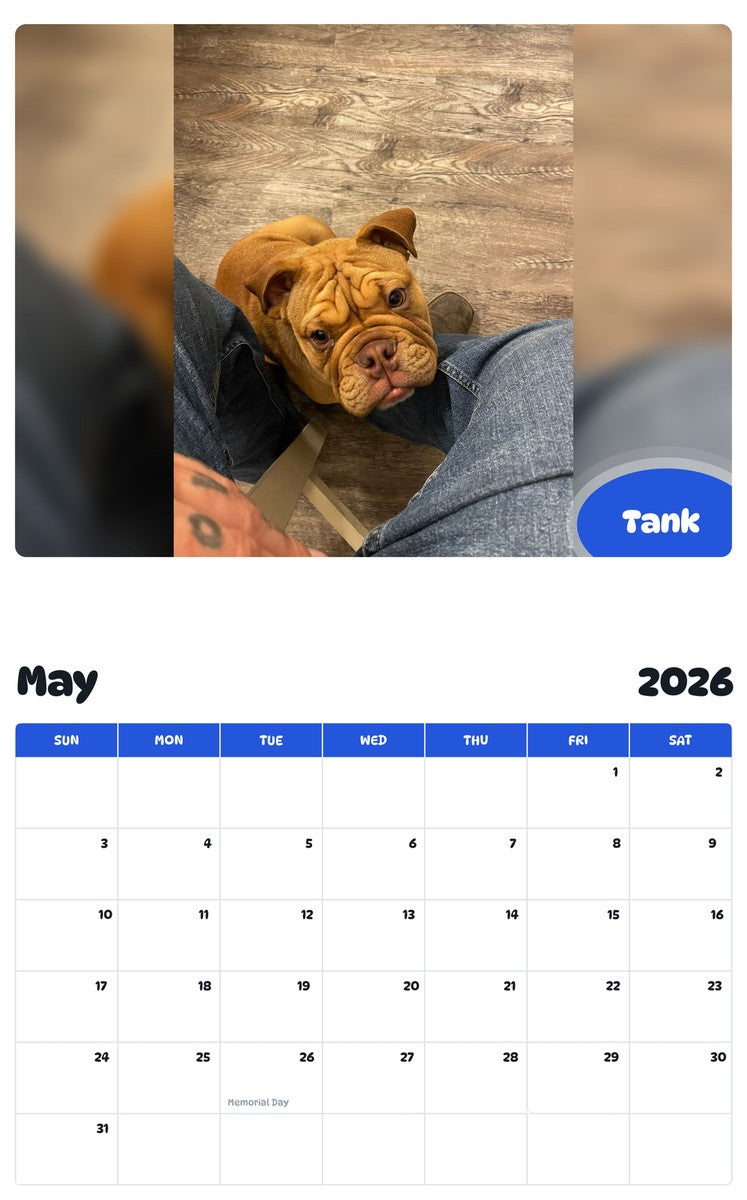 2026 - 2027 Tank - Pawidols Pet Calendar