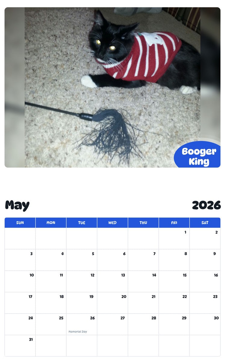 2026 - 2027 Booger King - Pawidols Pet Calendar