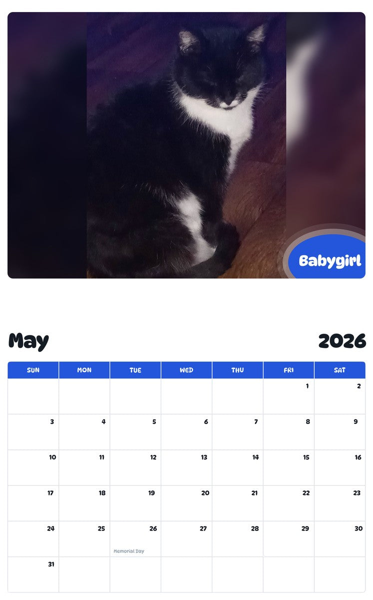 2026 - 2027 Babygirl - Pawidols Pet Calendar