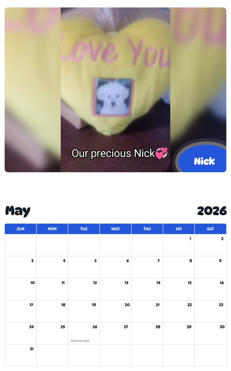2026 - 2027 Nick - Pawidols Pet Calendar