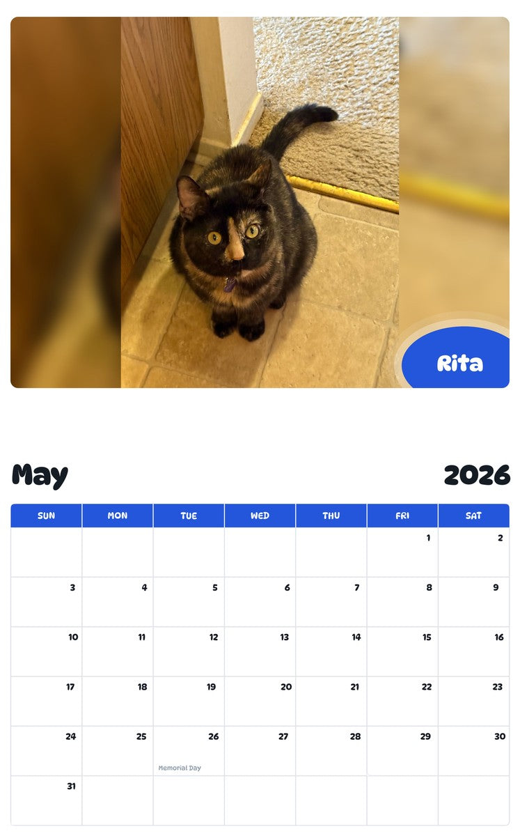 2026 - 2027 Rita - Pawidols Pet Calendar