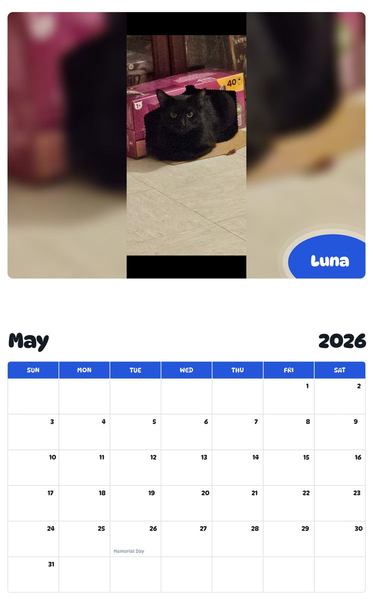 2026 - 2027 Luna - Pawidols Pet Calendar