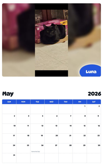 2026 - 2027 Luna - Pawidols Pet Calendar