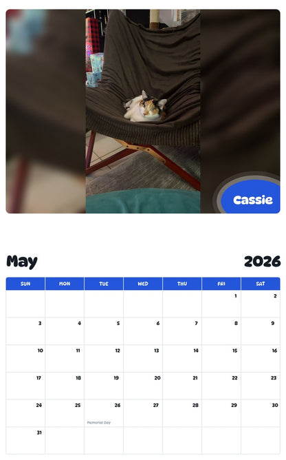 2026 - 2027 Cassie - Pawidols Pet Calendar