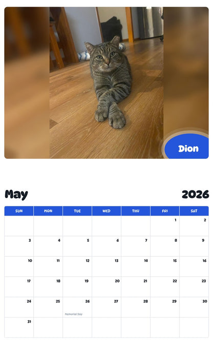 2026 - 2027 Dion - Pawidols Pet Calendar