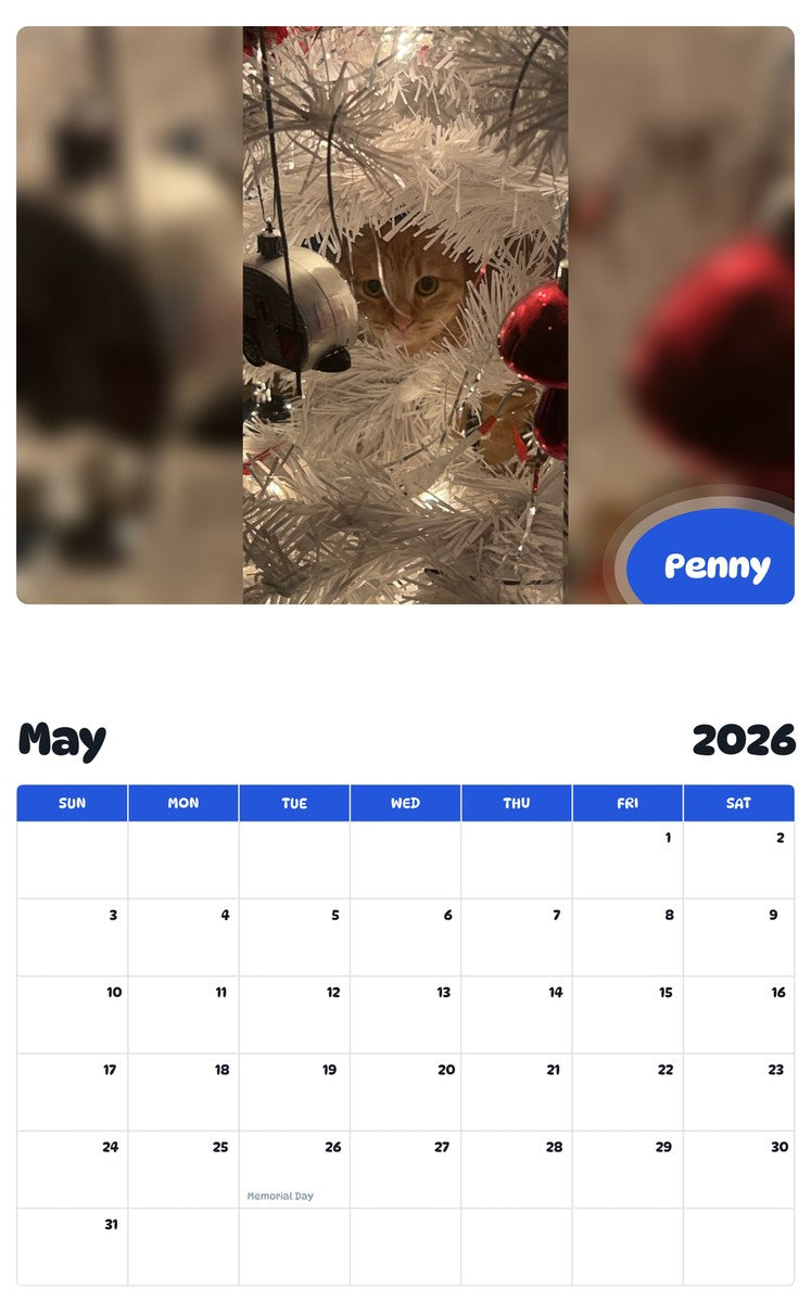 2026 - 2027 Penny - Pawidols Pet Calendar