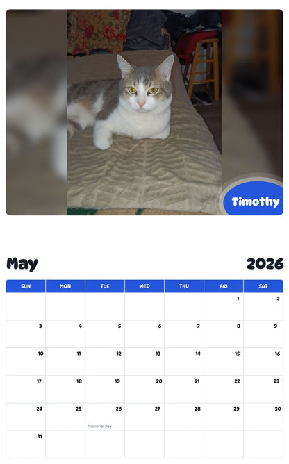 2026 - 2027 Timothy - Pawidols Pet Calendar