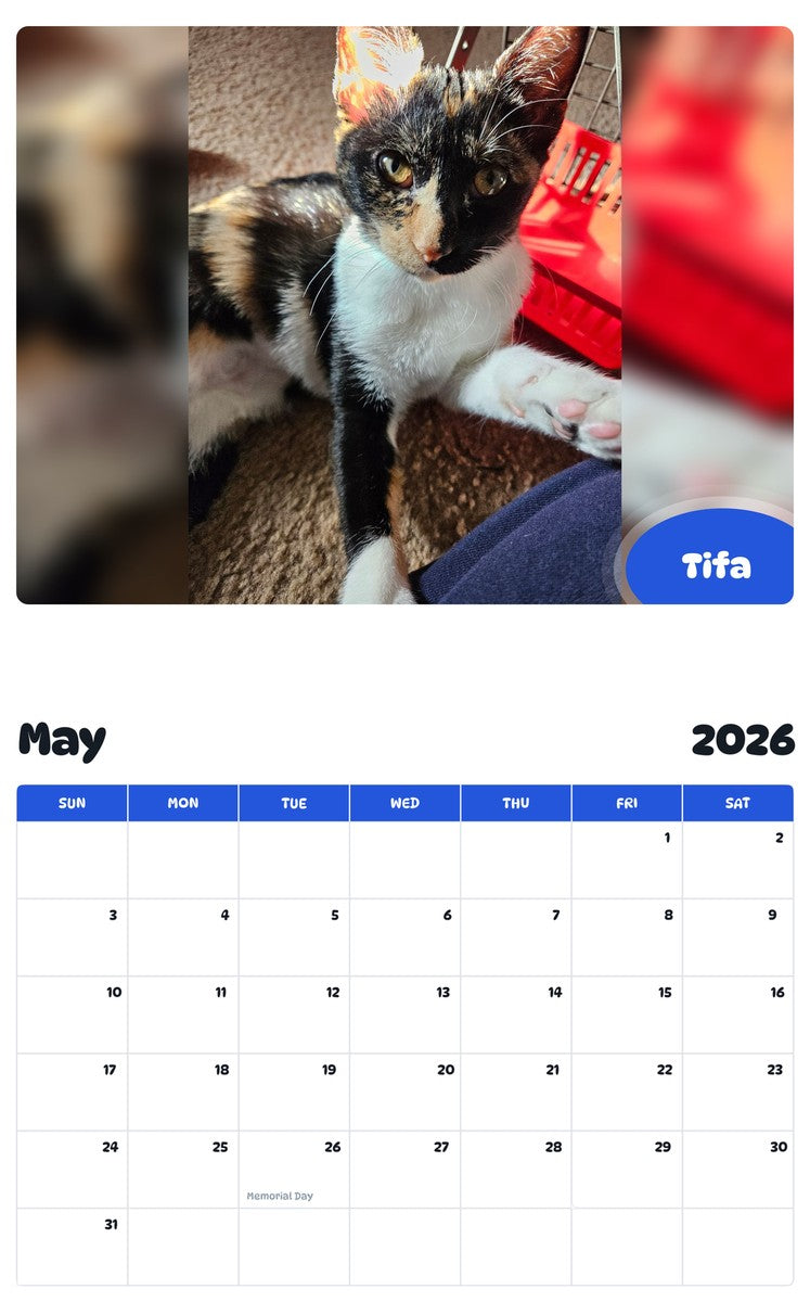 2026 - 2027 Tifa - Pawidols Pet Calendar
