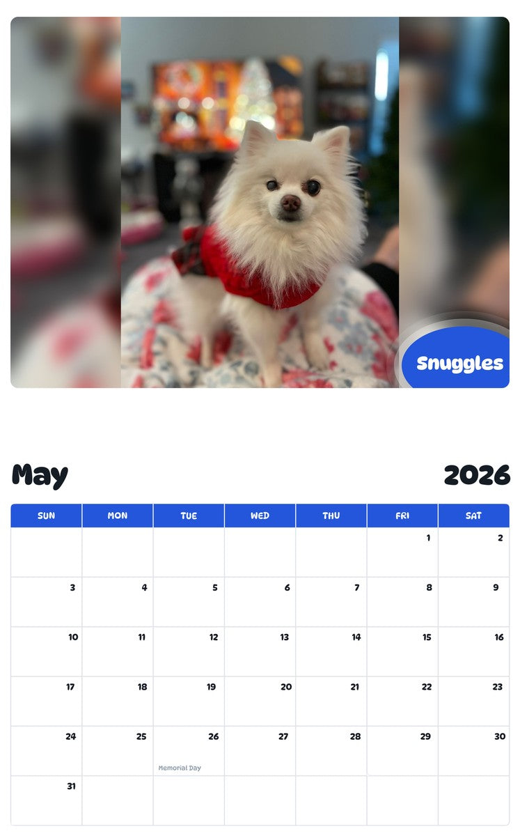 2026 - 2027 Snuggles - Pawidols Pet Calendar
