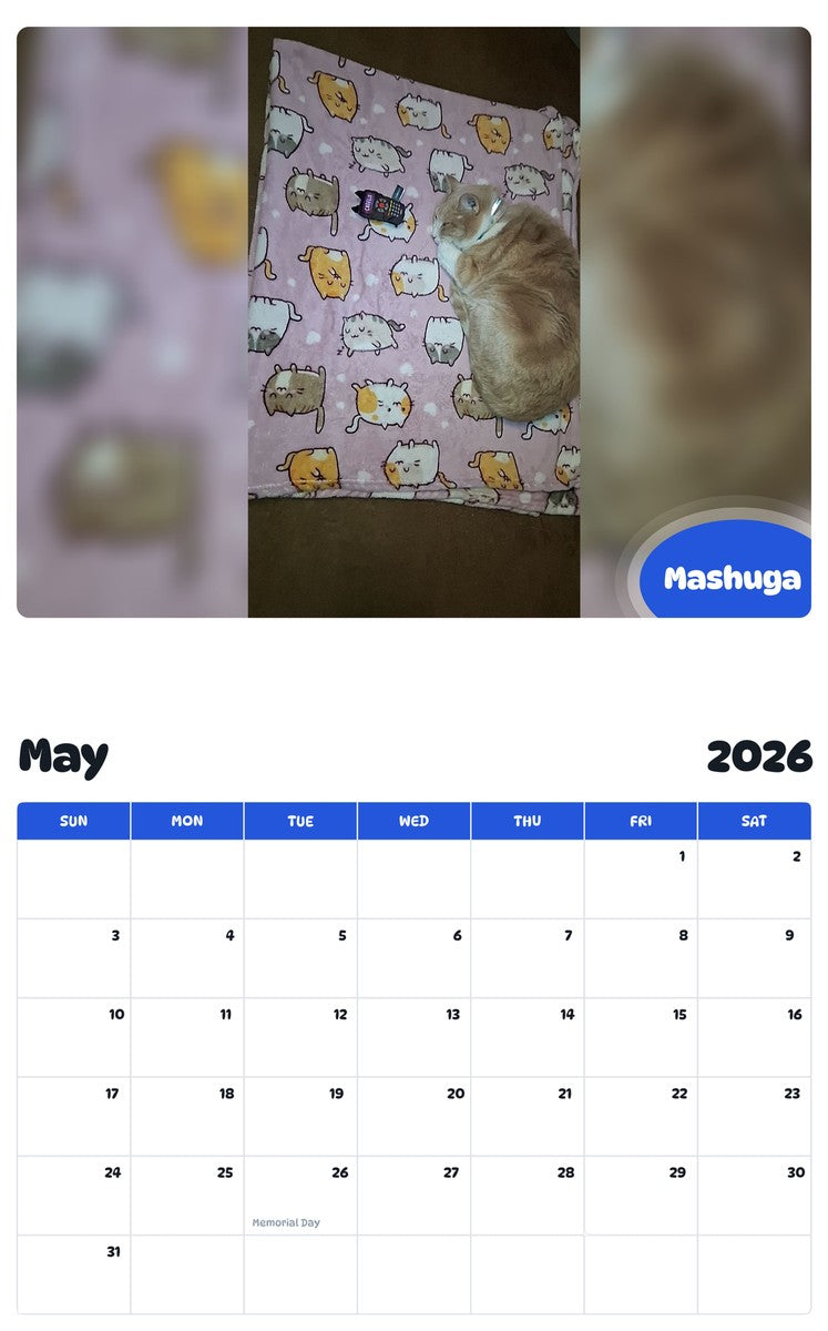 2026 - 2027 Mashuga - Pawidols Pet Calendar