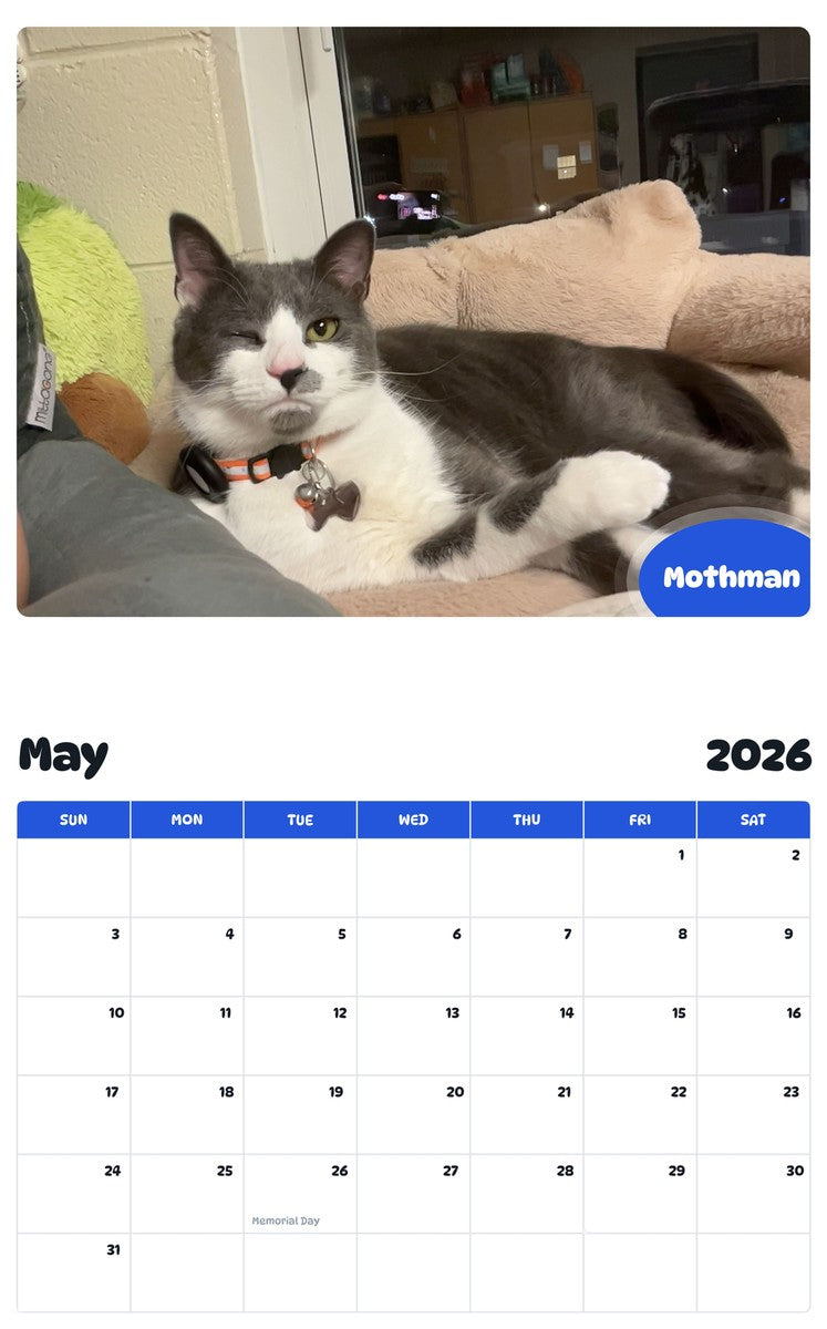 2026 - 2027 Mothman - Pawidols Pet Calendar