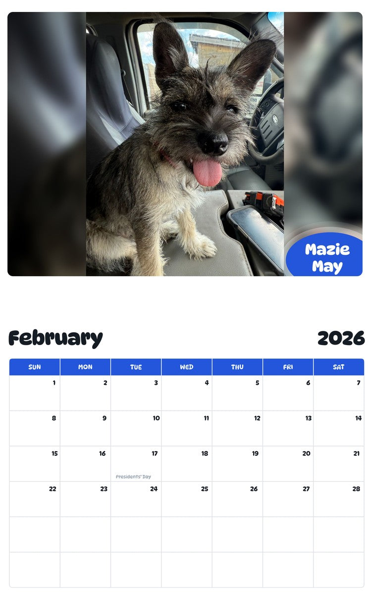 October 2025 - September 2026 Mazie May - Pawidols Pet Calendar