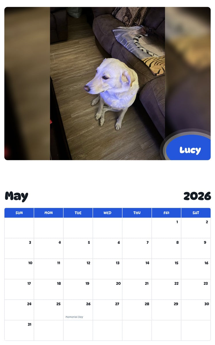 2026 - 2027 Lucy - Pawidols Pet Calendar